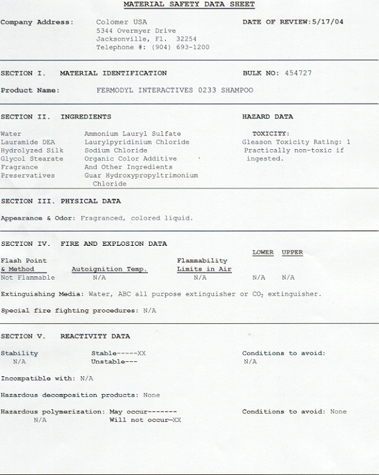 msds sheets