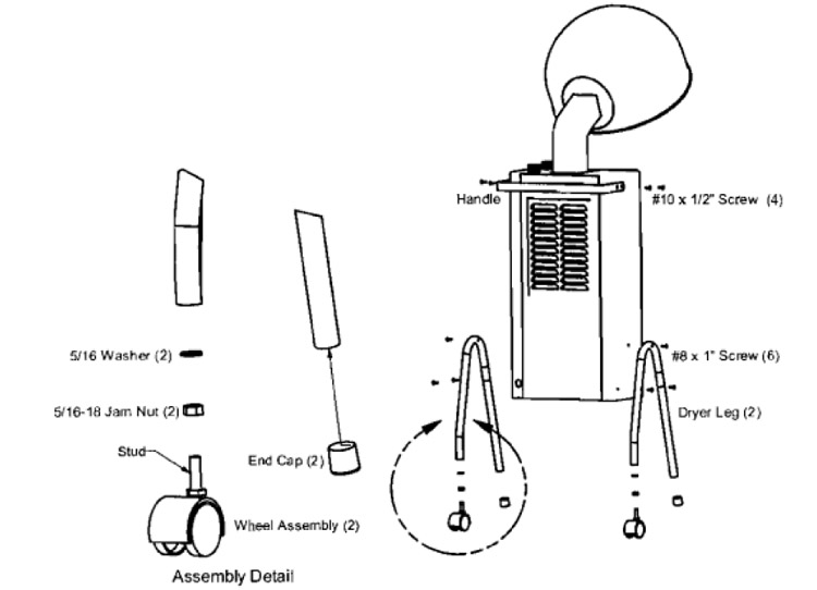 Assembly Instructions Hair Dryer Legs and Handle